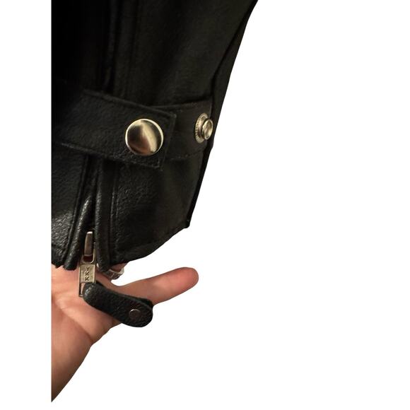 Vintage Y2K Wild Wear Genuine Leather Zip Out Liner Black Moto Jacket XL - Picture 7 of 13